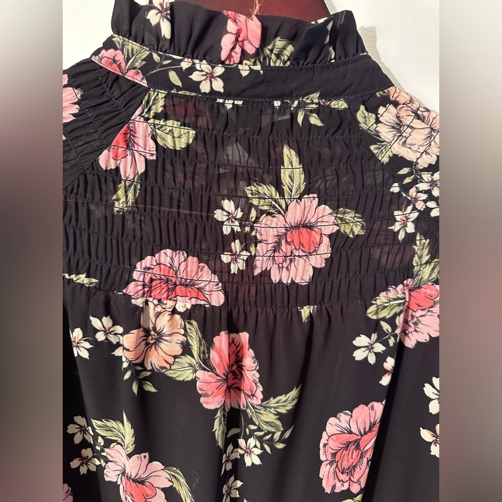 YUMI KIM Anthro ASTORIA XLP Petite Feminine Romantic Dress Floral Smocked Black - Picture 16 of 16